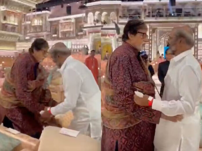 Amitabh Bachchan, Rajinikanth's bonding moment goes viral at Anant-Radhika's 'Shubh Ashirwad' ceremony