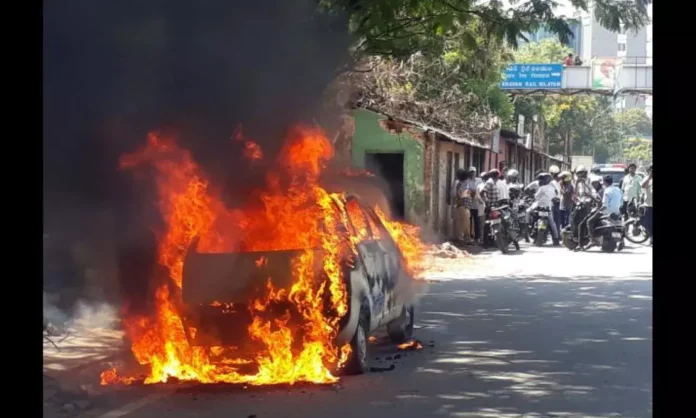 Car Catches Fire In Hyderabad, Driver Escapes Unharmed