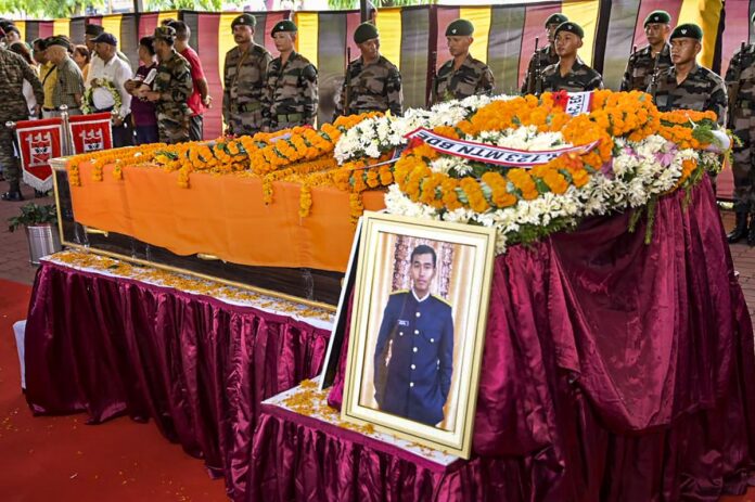 Mortal remains of Captain Brijesh Thapa, killed in action in Doda, taken to his hometown in Darjeeling