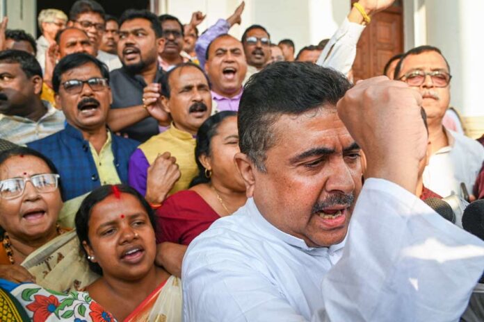 West Bengal LoP Suvendu Adhikari, BJP MLAs Protest Inside State Assembly Against Trainee Doctor Rape-Murder