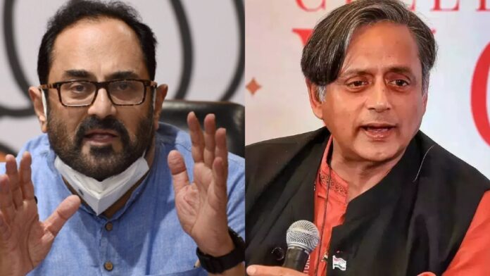 Former Union Minister Rajeev Chandrasekhar files defamation case against Congress leader Tharoor in Delhi Court