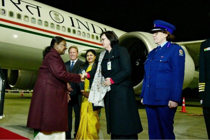 President Murmu Arrives In New Zealand On 2nd Leg Of 3-Nation Tour