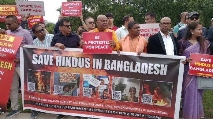 Protest outside UK Parliament condemns violence against Hindus in Bangladesh