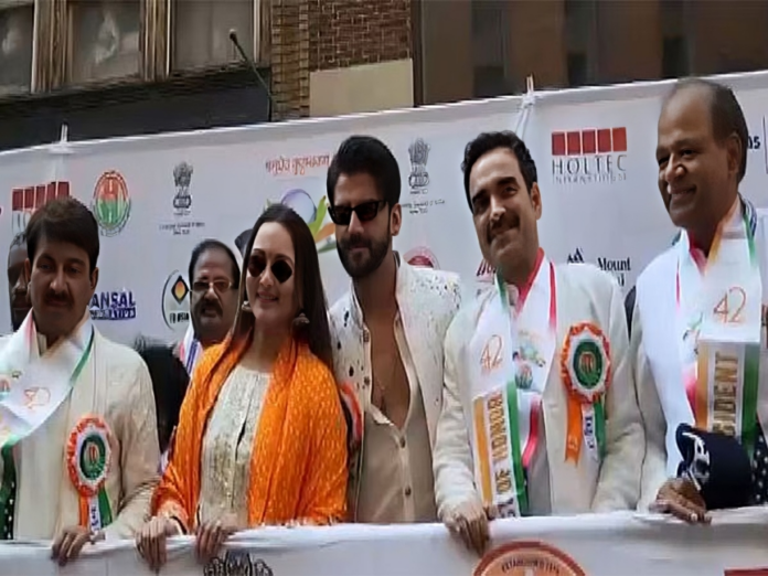 US: Sonakshi Sinha, Pankaj Tripathi, Zaheer Iqbal, Manoj Tiwari participate in India Day Parade in New York