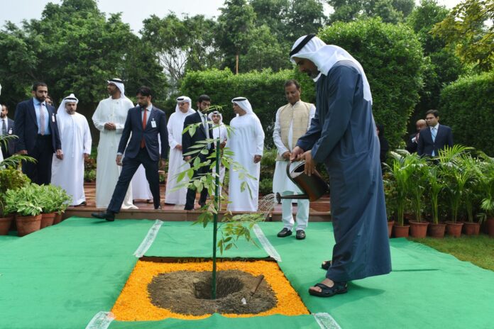 Abu Dhabi Crown Prince Plants Sapling At Rajghat, Continues Historic Tradition