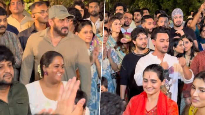 Arbaaz Khan, Arpita, Aayush Sharma gather at Salman Khan's residence for Ganpati Visarjan celebrations