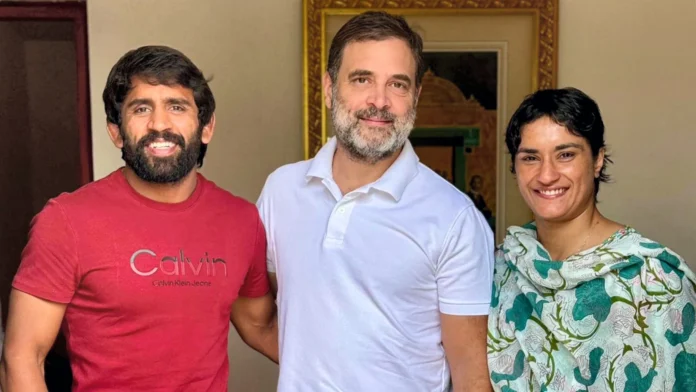 Wrestlers Vinesh Phogat, Bajrang Punia Meet Rahul Gandhi