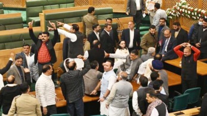 Chaos in JK Assembly, BJP MLA's clash with MLA Khurshid over resolution on Article 370