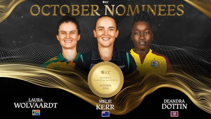 Kerr, Wolvaardt, Dottin Nominated For ICC Women's Player Of The Month For October