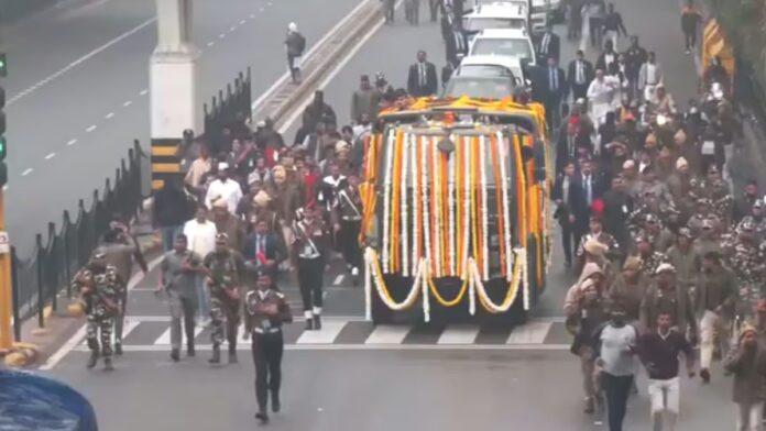 Former PM Manmohan Singh's Mortal Remains Taken to Nigambodh Ghat for Last Rites