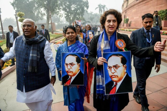 INDIA Bloc Leaders, Including Mallikarjun Kharge And Priyanka Gandhi, Protest Against Amit Shah