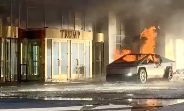 Electric Vehicle Fire Outside Trump International Hotel In Las Vegas