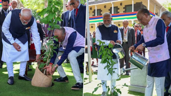 PM Modi Pays Tribute To Mauritius' Iconic Leaders, Plants Bael Sapling At Sir Seewoosagur Ramgoolam Botanical Garden