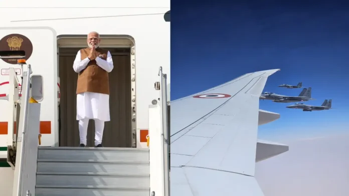 PM Modi Arrives in Saudi Arabia, Receives Royal Escort by Saudi F-15 Jets