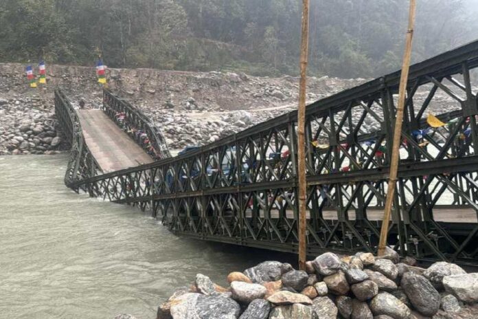 Partial Collapse of Phidang Bailey Bridge Sparks Concern in North Sikkim Amid Teesta Flooding and Landslides