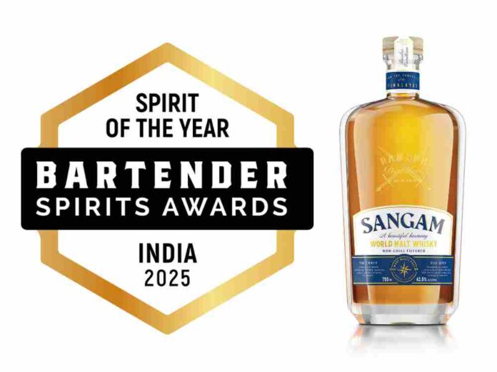 Indian Whisky, Sangam World Malt, Spirit of the Year 2025, Radico Khaitan, Bartender Spirits Awards, Indian Alcohol Brands, Global Whisky Awards, Premium Indian Spirits, Indian Whisky Global Recognition, Whisky Tasting Notes, Sangam Whisky Review, Made in India, Global Travel Retail