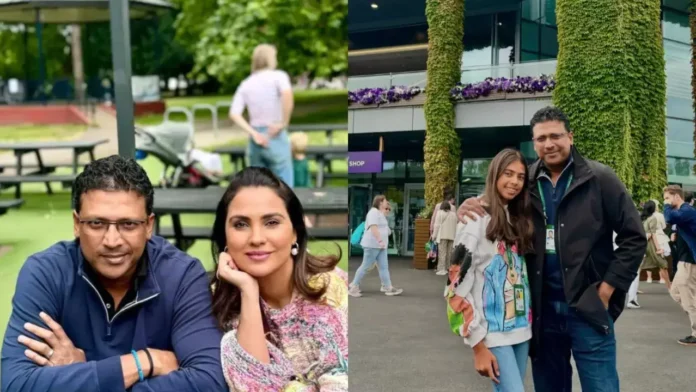 Lara Dutta and Mahesh Bhupathi Cheer Alcaraz At Wimbledon Semi-Final