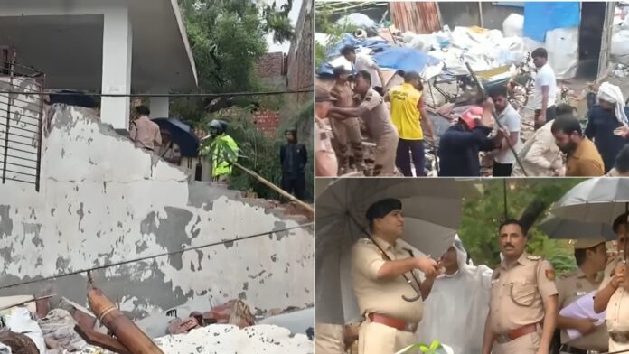 Heavy Rains Cause Road Collapse Near Masoodpur Flyover; Seven Dead In Separate Incident In Jaitpur