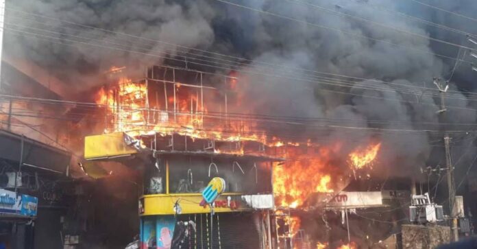 Massive Fire Engulfs Kannur’s KV Complex, Over 50 Shops Destroyed