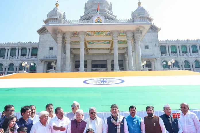 Karnataka CM Siddaramaiah Unveils World’s Second-Largest Khadi Tricolour In Belagavi